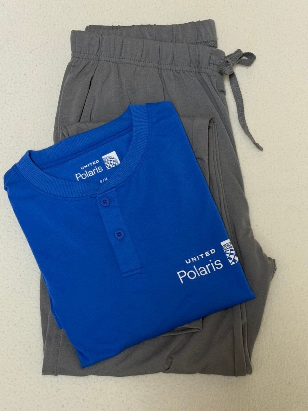 UNITED POLARIS Business Class Sleepwear Pajama Set - Blue & Grey -Size S/M - New